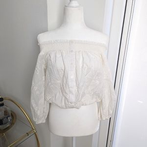 Off the shoulder long sleeve boho top